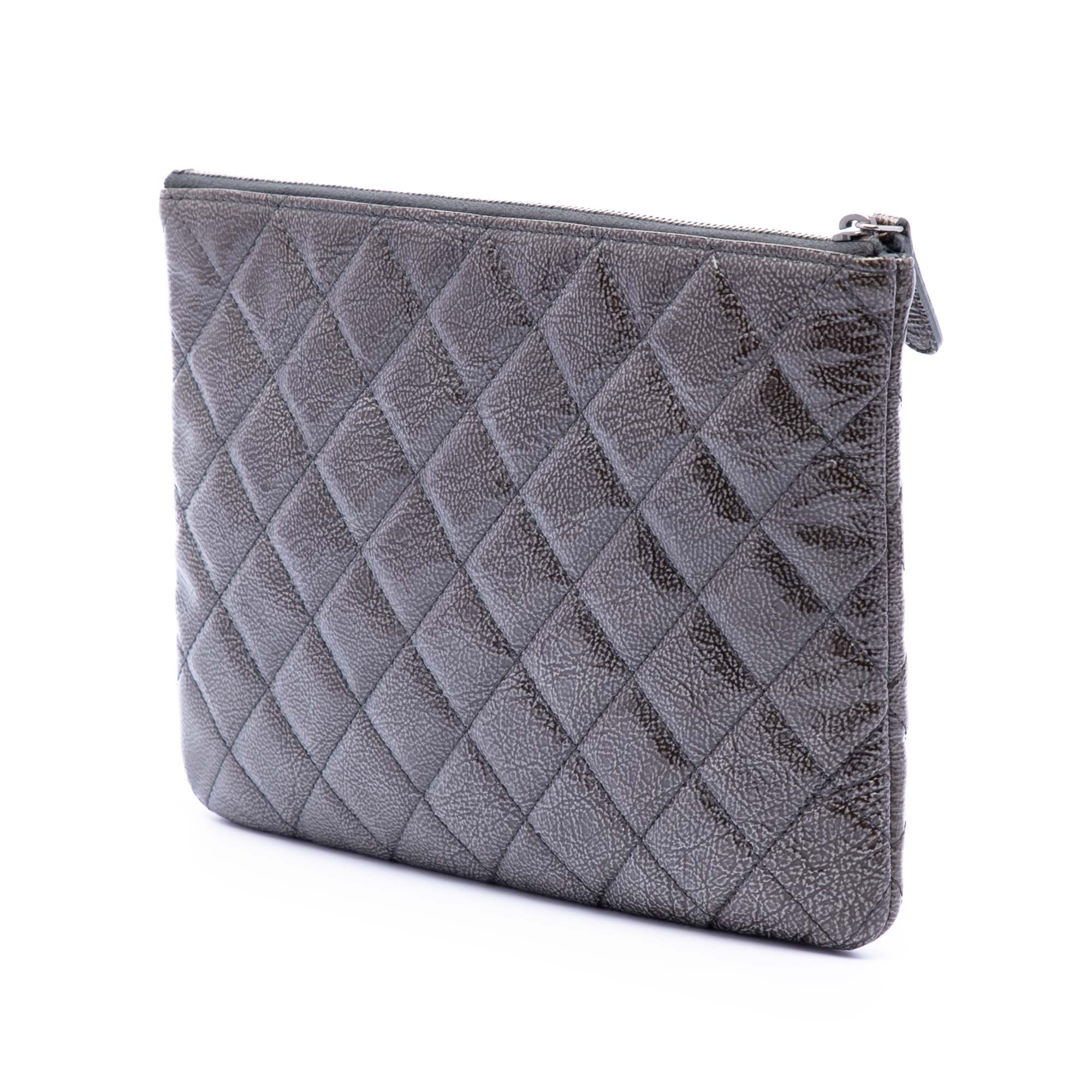 Small Quilted Crinkled Patent O Case Clutch - Image 2