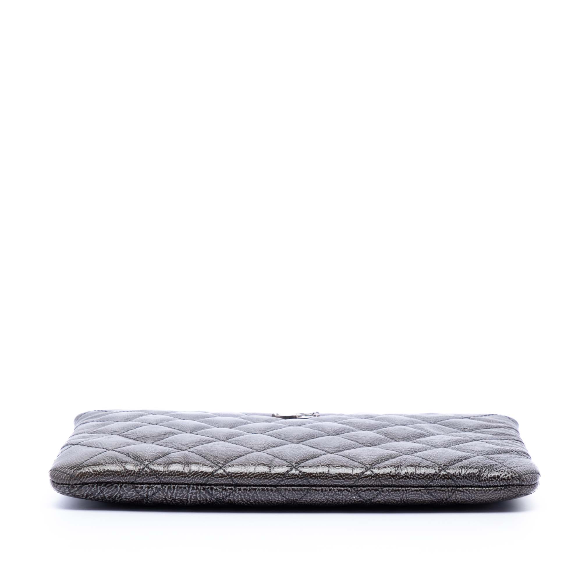Small Quilted Crinkled Patent O Case Clutch - Image 3