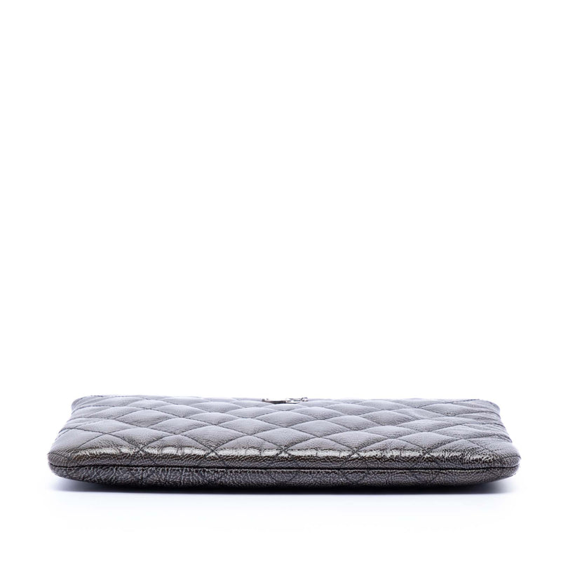 Small Quilted Crinkled Patent O Case Clutch - Image 3