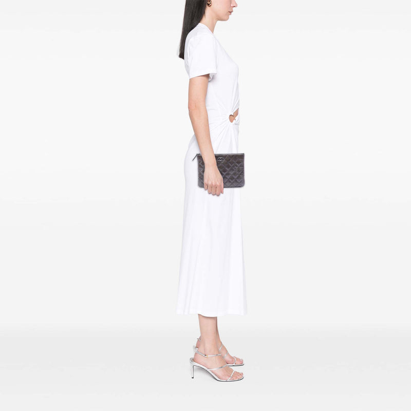 Small Quilted Crinkled Patent O Case Clutch - Image 6