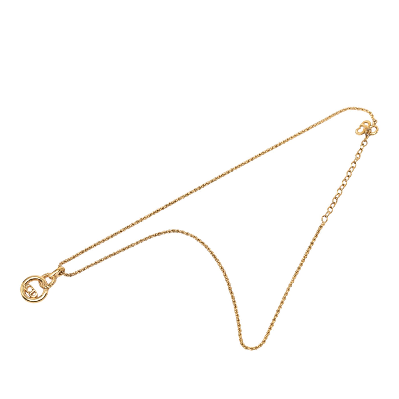 Gold Plated CD Logo Twisted Round Pendant Necklace - Image 1