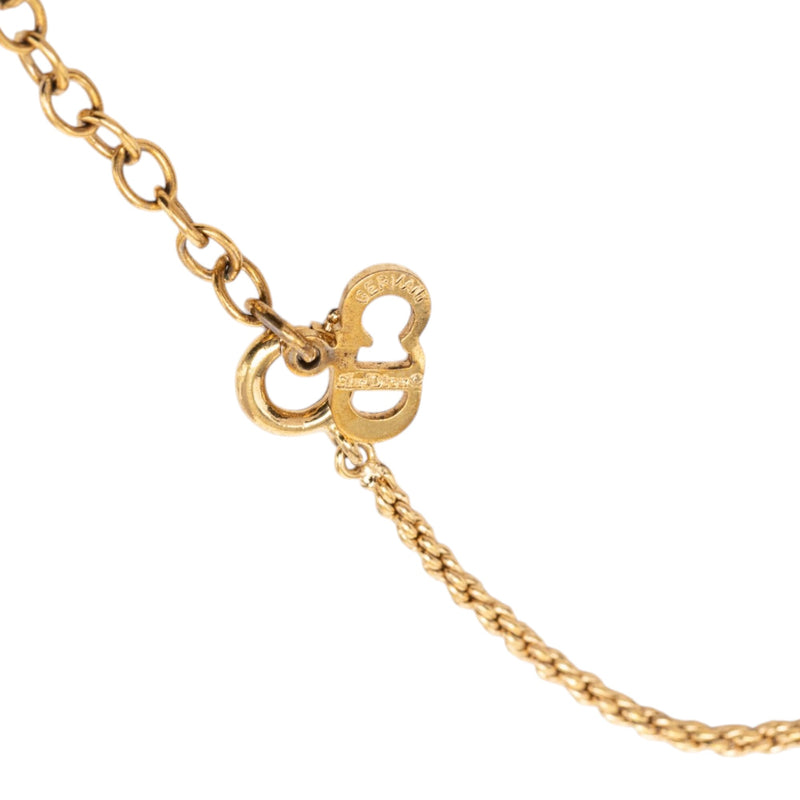 Gold Plated CD Logo Twisted Round Pendant Necklace - Image 4