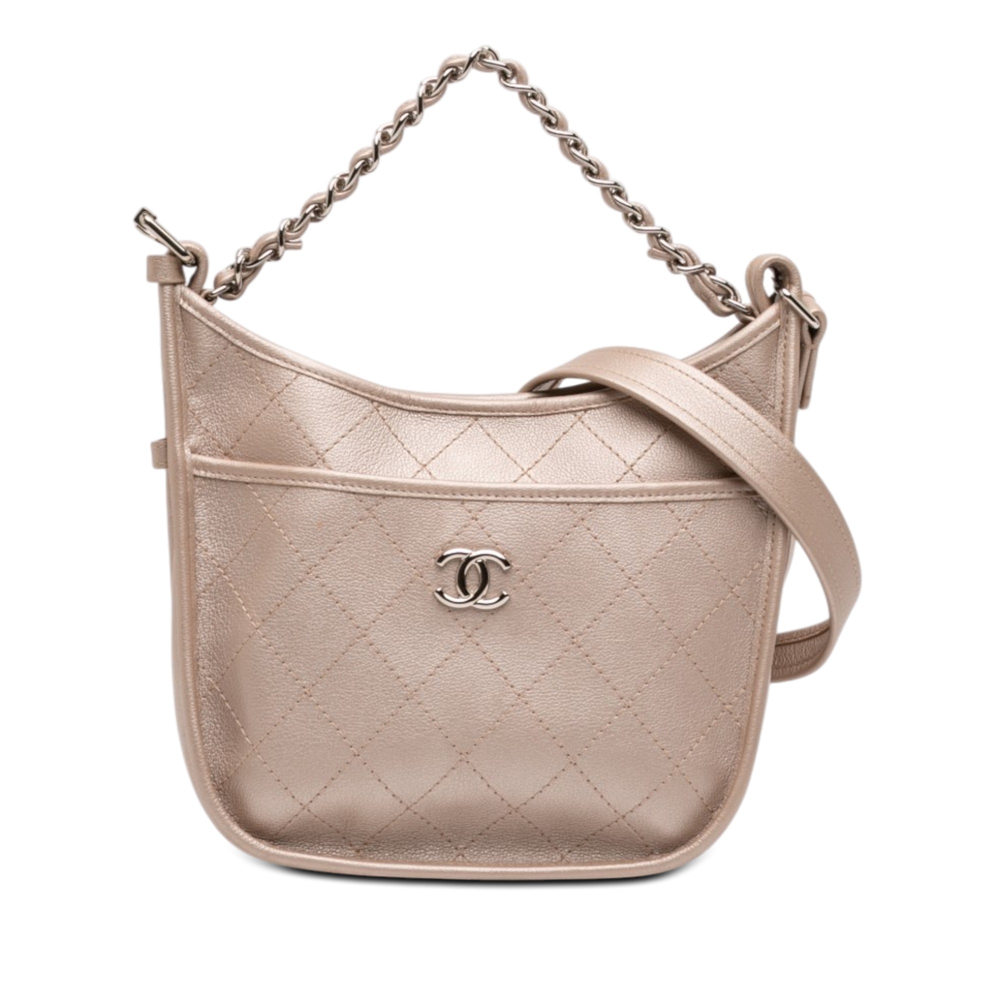 Small Quilted Metallic Calfskin Jungle Stroll Hobo - Image 1