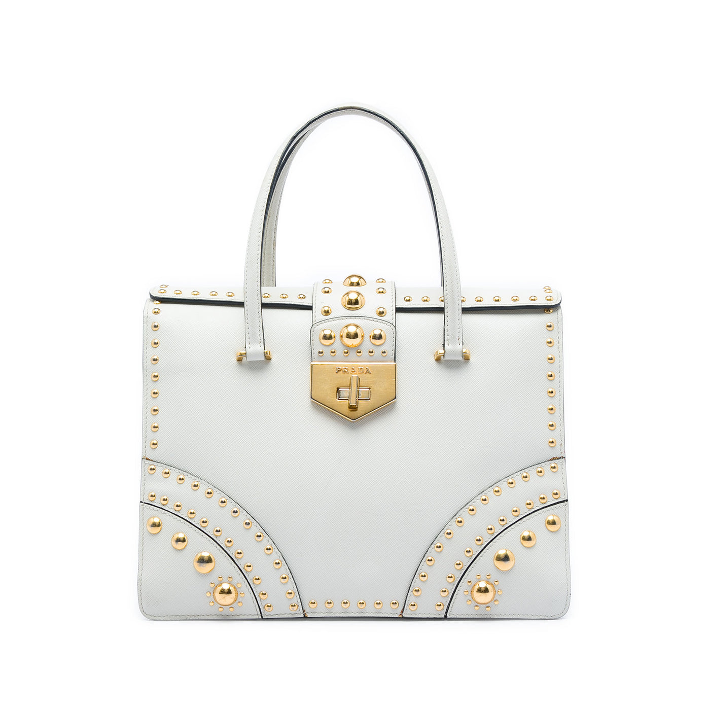 Studded Saffiano Turnlock Handbag - Image 1