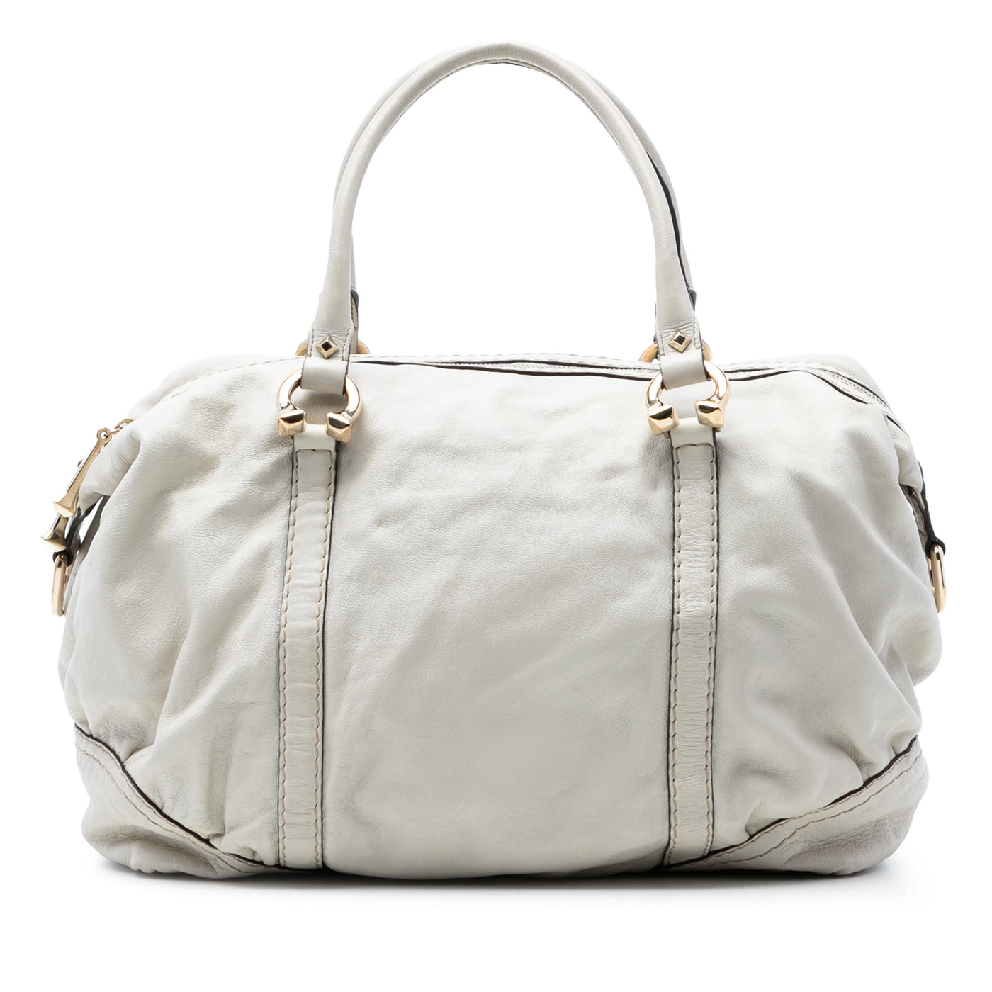 Leather Horsebit Nail Boston Bag - Image 1
