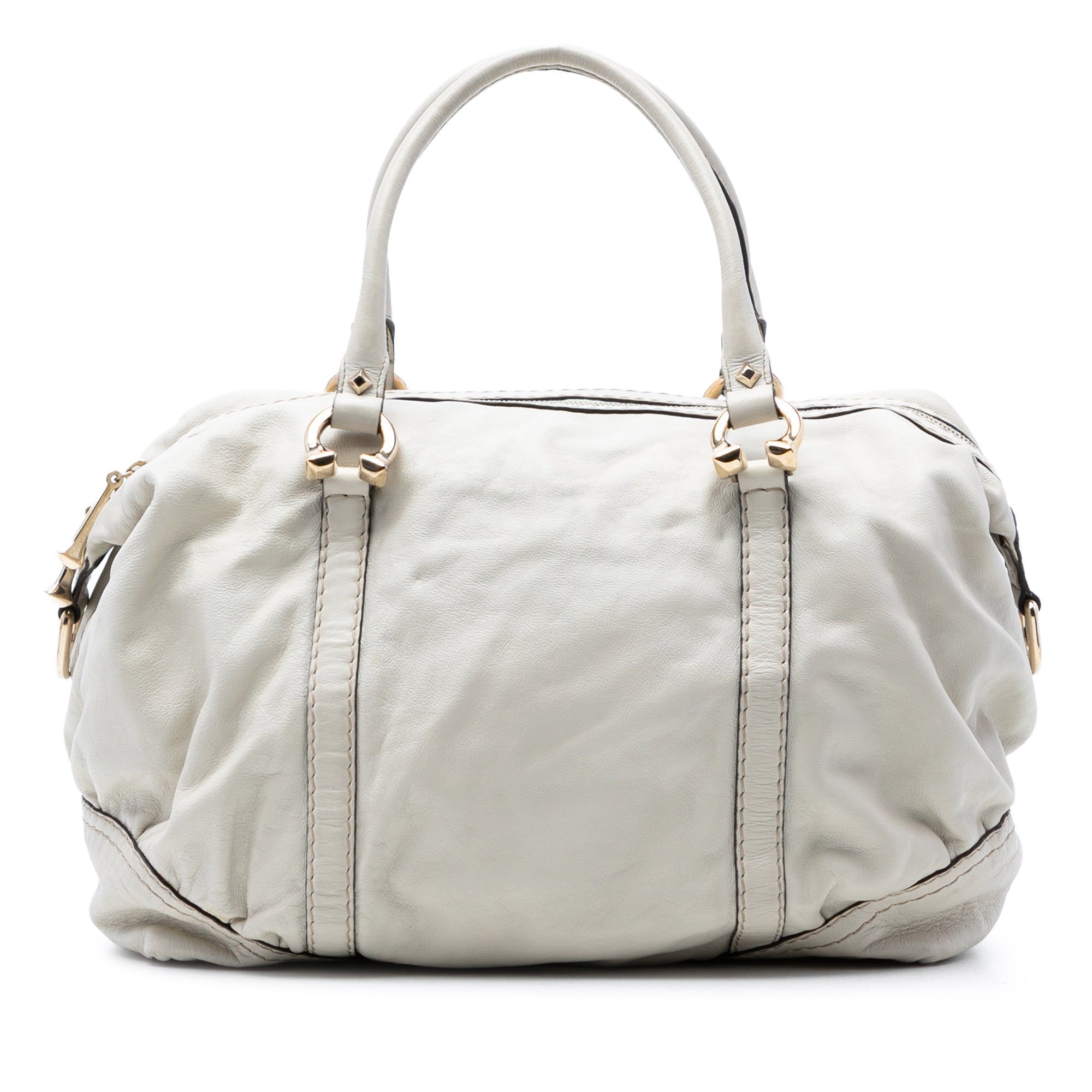 Leather Horsebit Nail Boston Bag - Image 1