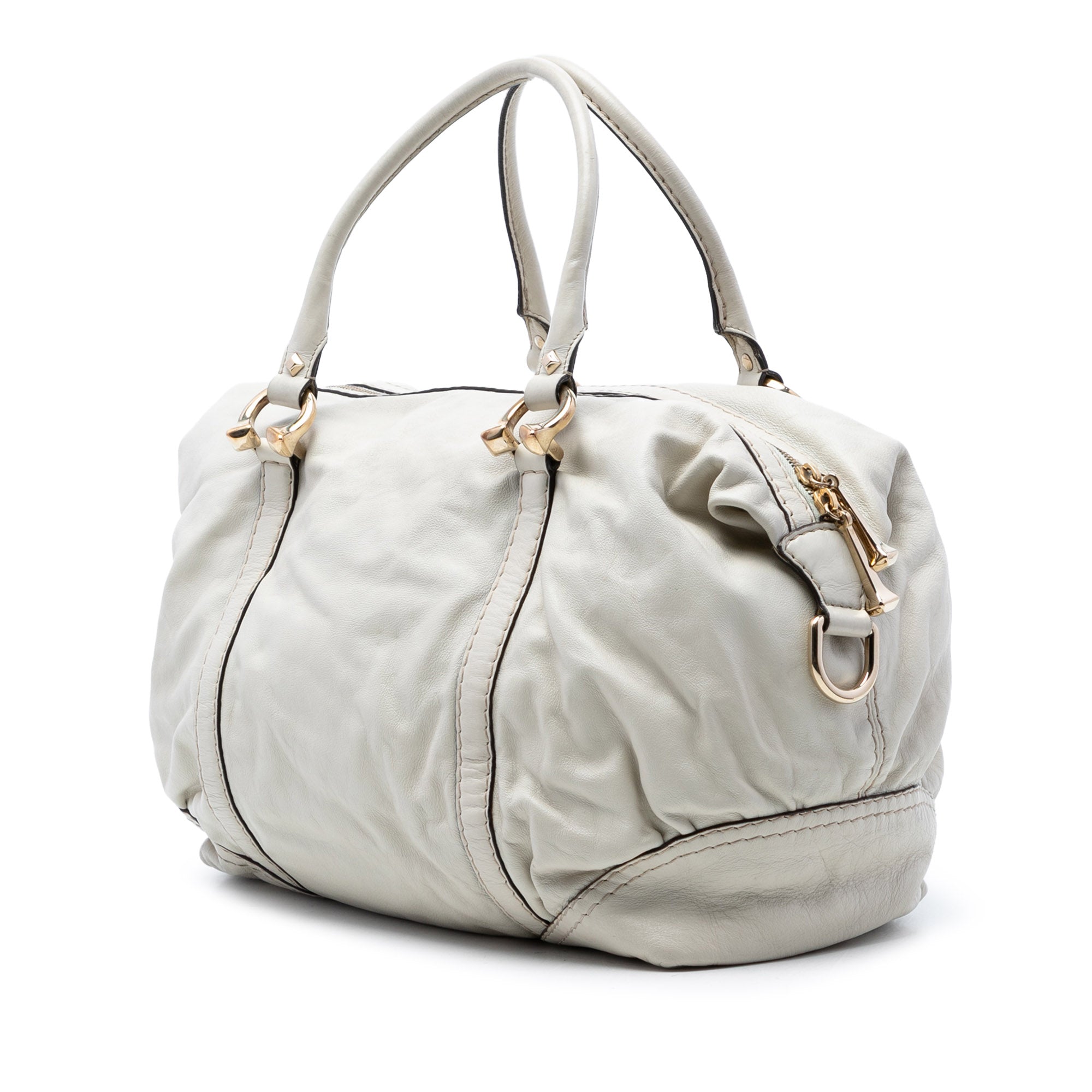 Leather Horsebit Nail Boston Bag - Image 2