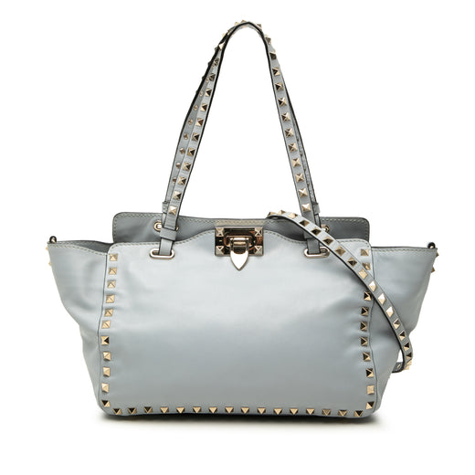 Small Leather Rockstud Trapeze Satchel - Image 1
