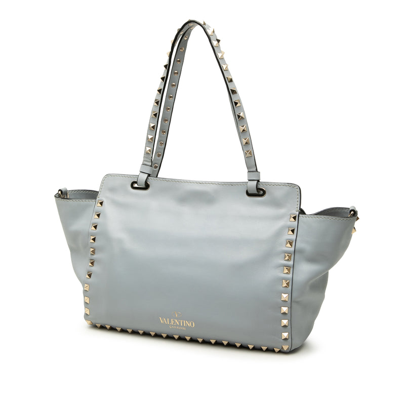 Small Leather Rockstud Trapeze Satchel - Image 2