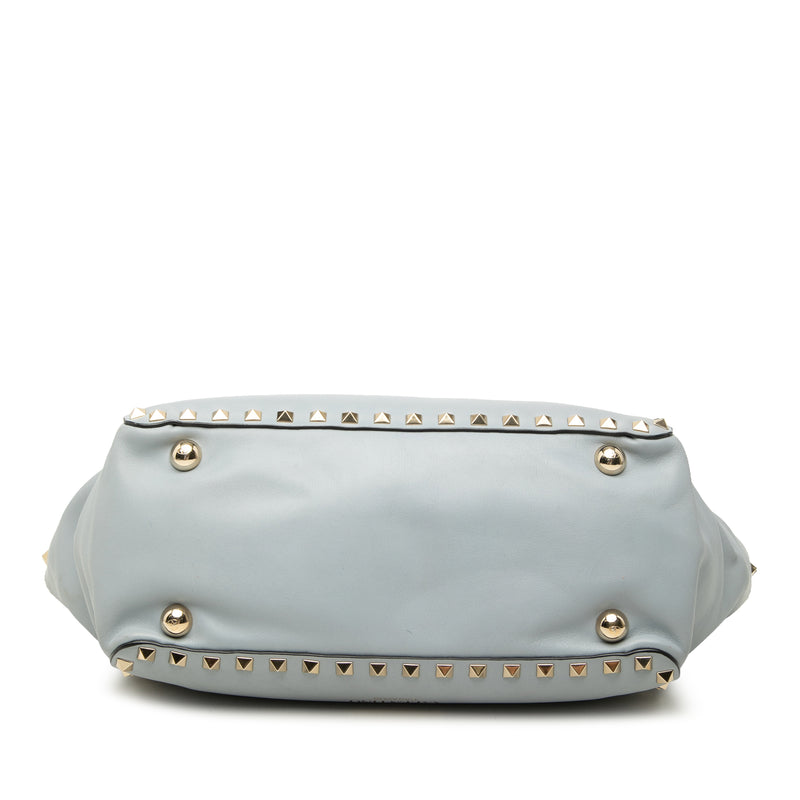 Small Leather Rockstud Trapeze Satchel - Image 3