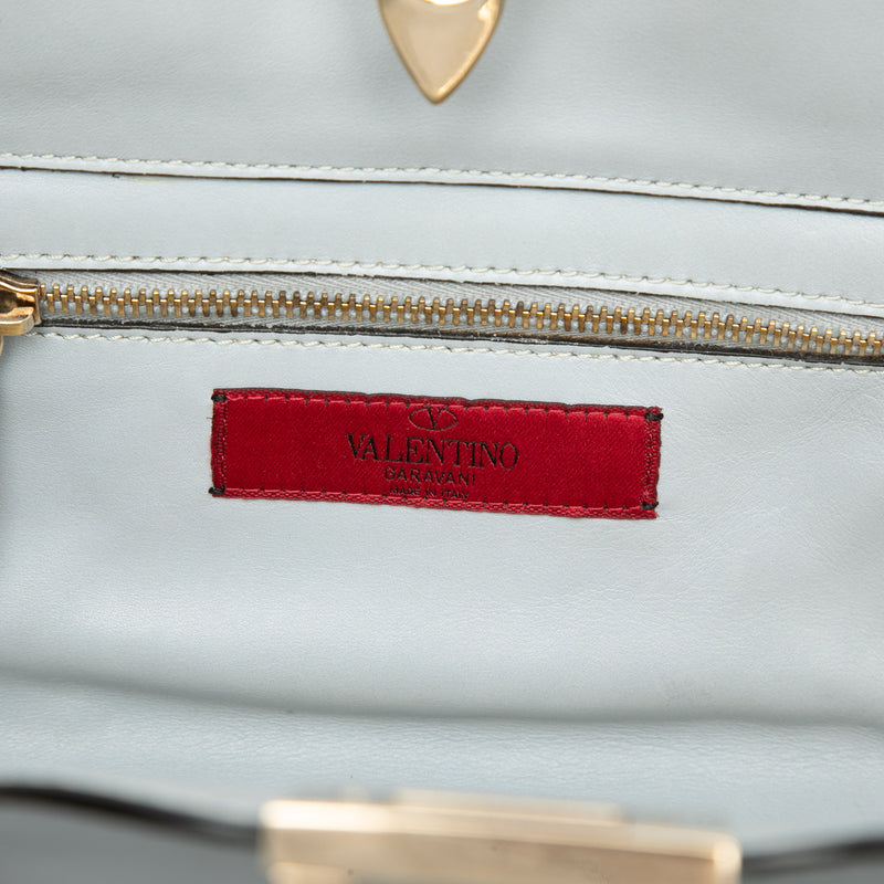 Small Leather Rockstud Trapeze Satchel - Image 5