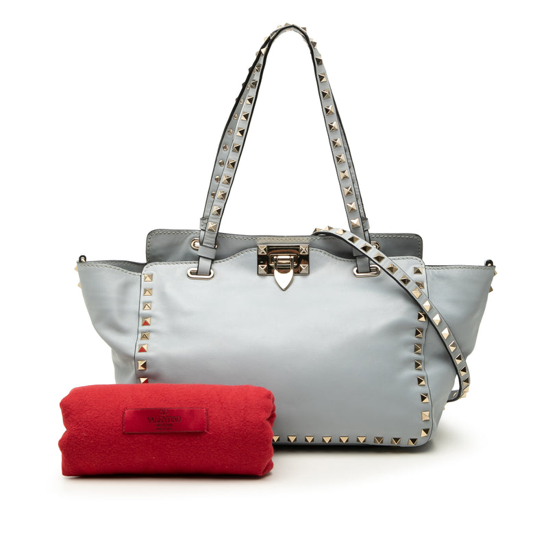 Small Leather Rockstud Trapeze Satchel - Image 7