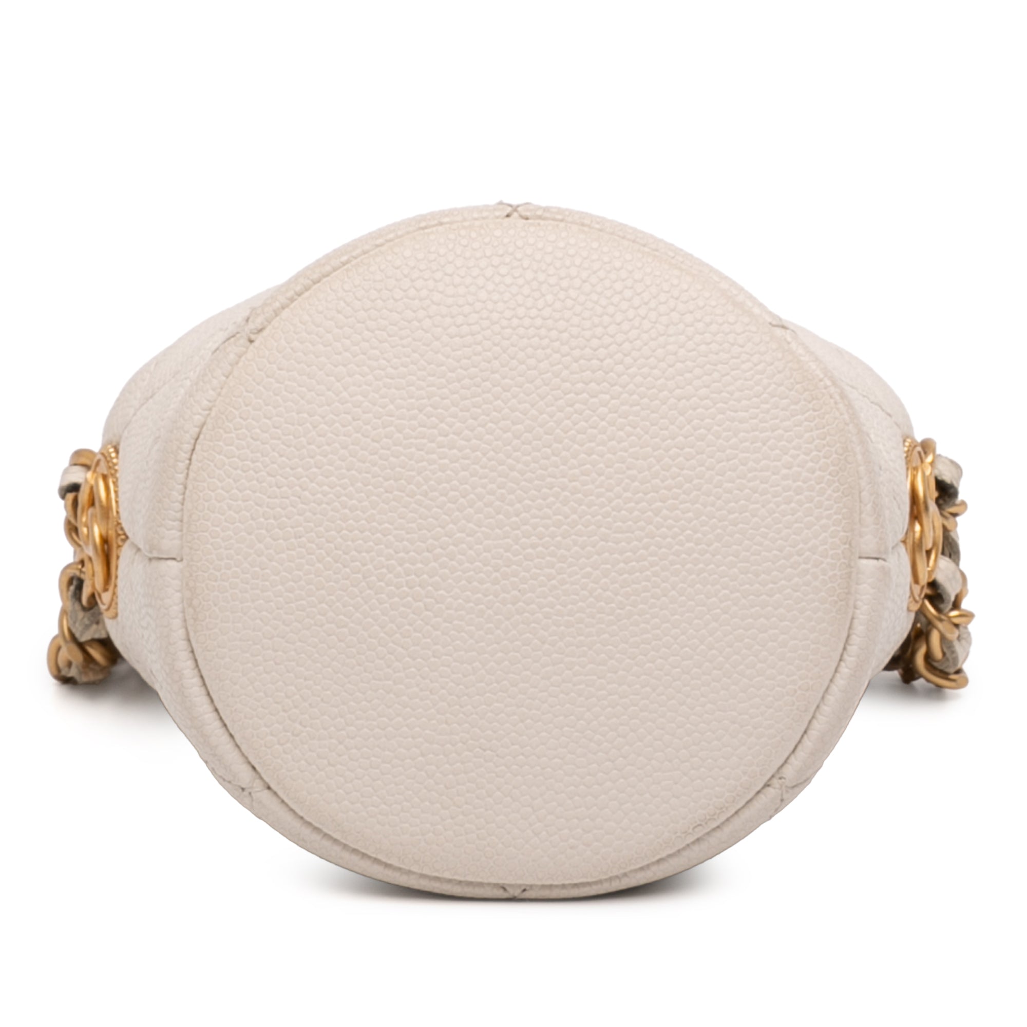 Mini Quilted Caviar Twist Your Buttons Drawstring Bucket Bag - Image 3