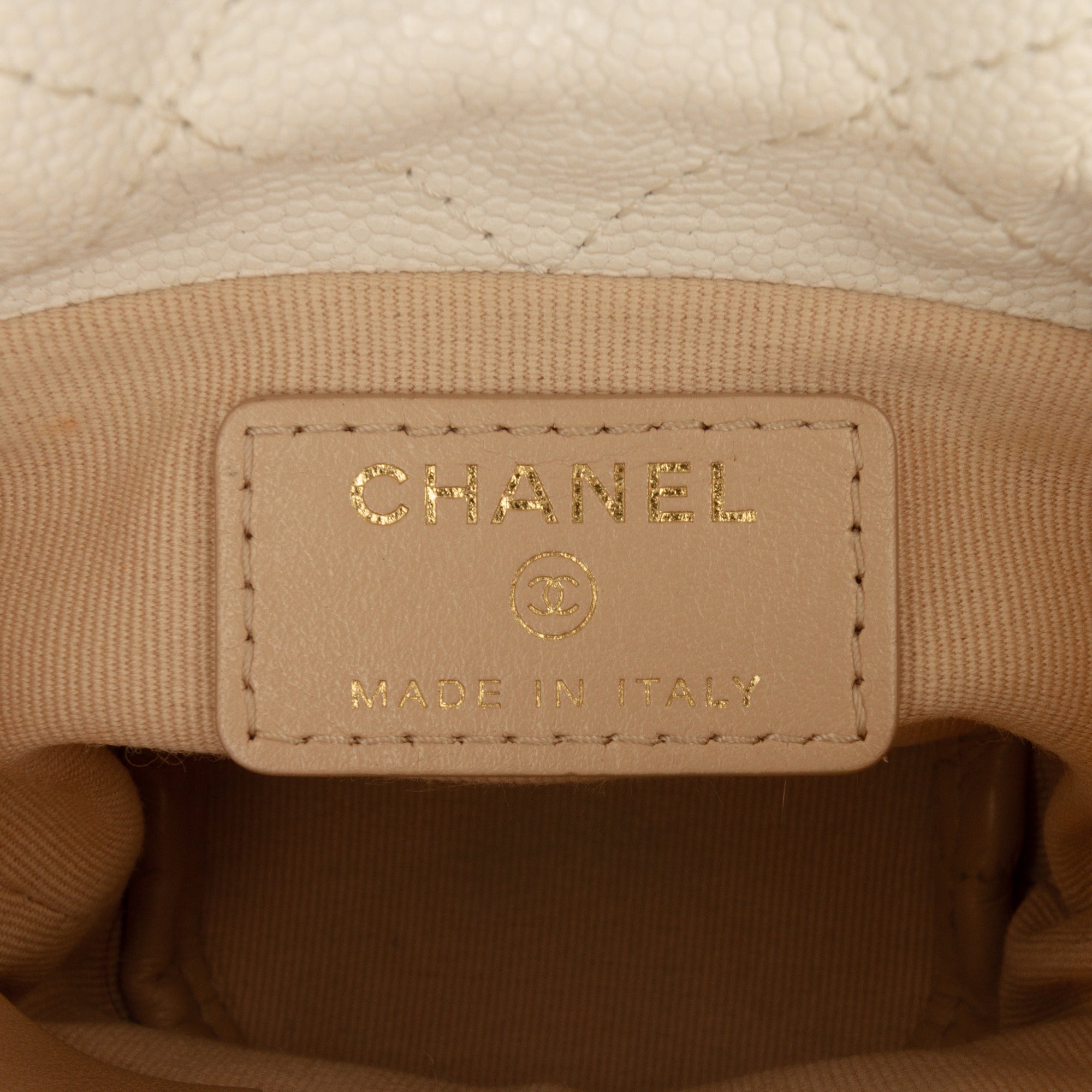 Mini Quilted Caviar Twist Your Buttons Drawstring Bucket Bag - Image 5