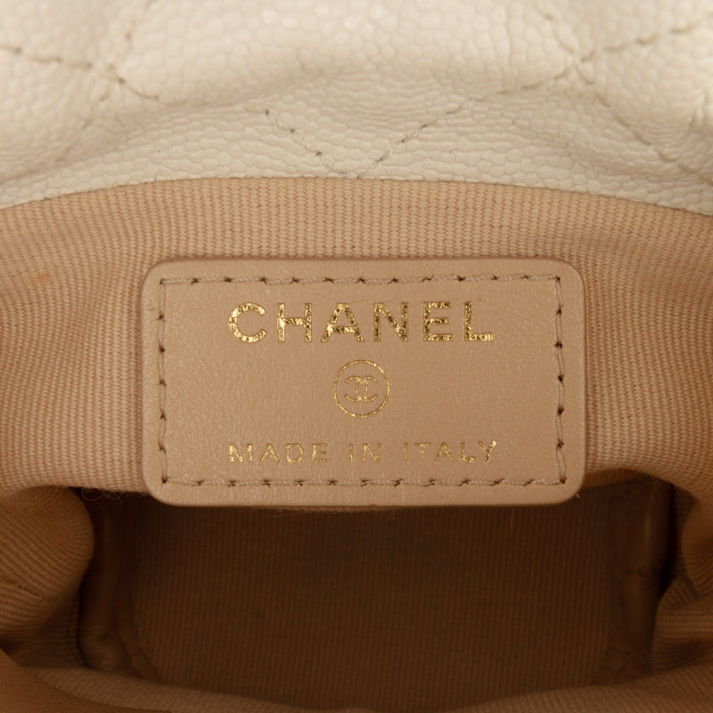 Mini Quilted Caviar Twist Your Buttons Drawstring Bucket Bag - Image 5