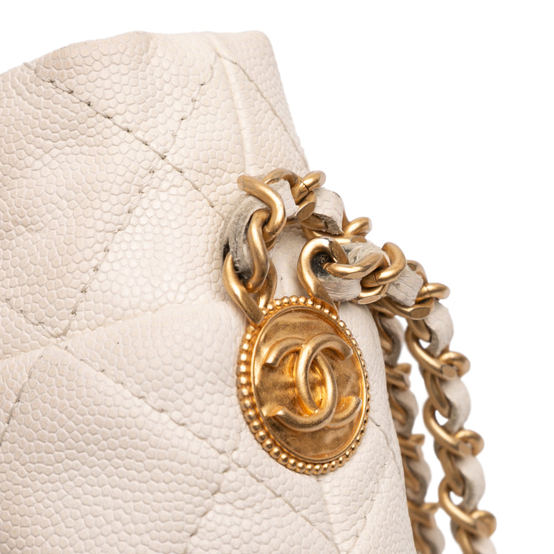 Mini Quilted Caviar Twist Your Buttons Drawstring Bucket Bag - Image 8