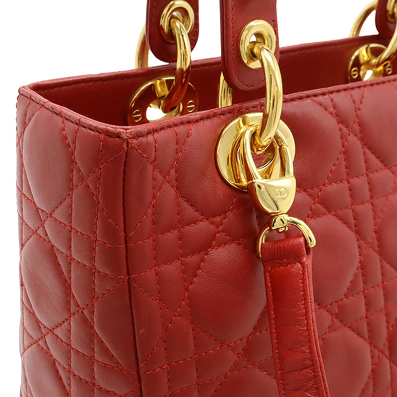 Medium Lambskin Cannage Lady Dior - Image 8