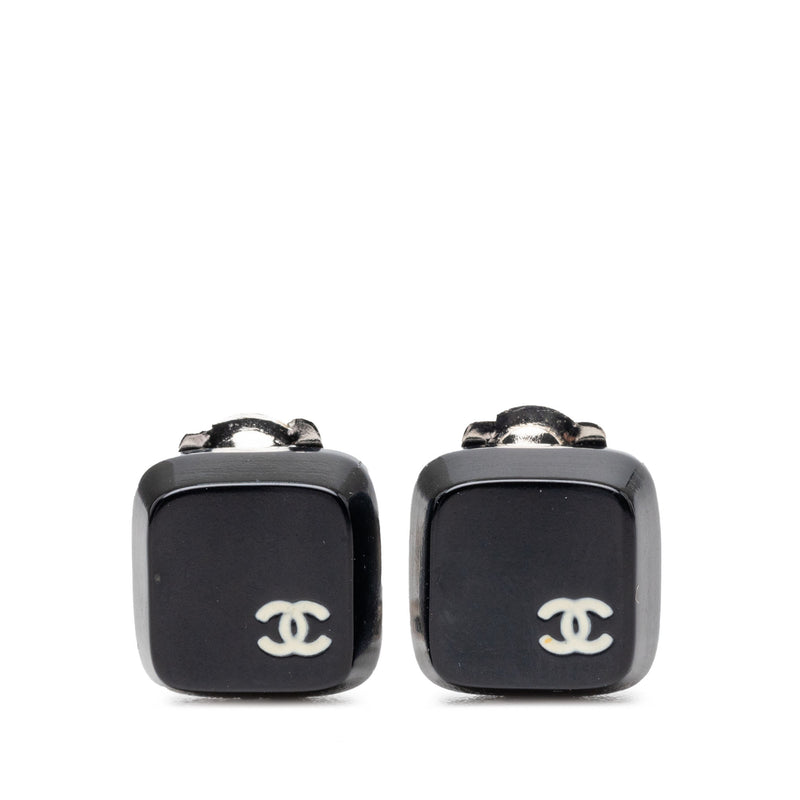CC Resin Square Clip On Earrings
