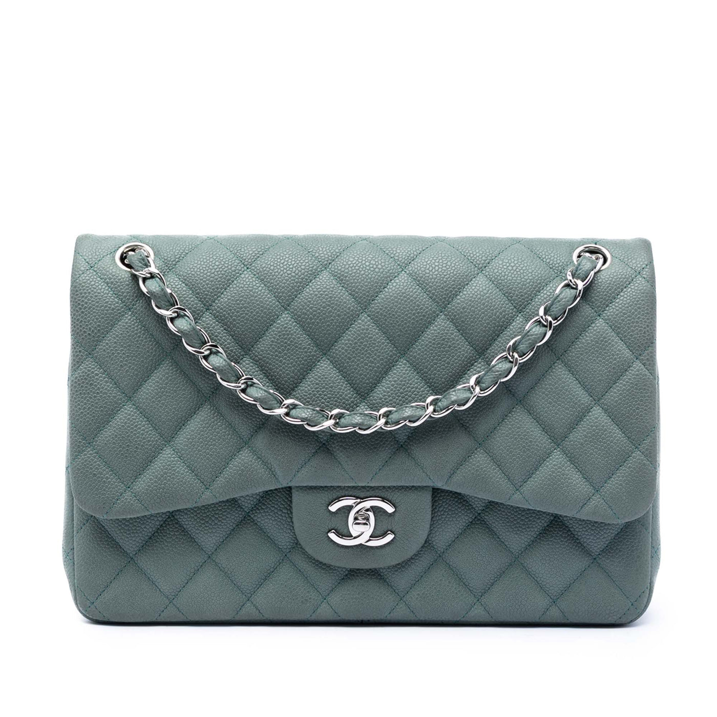 Jumbo Classic Iridescent Caviar Double Flap - Image 1
