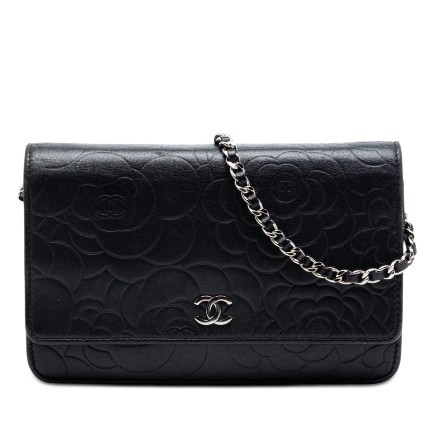 CC Embossed Lambskin Camellia Wallet On Chain - Image 1
