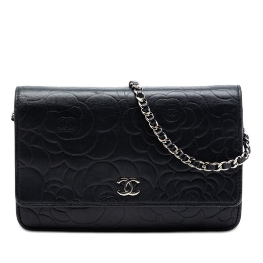 CC Embossed Lambskin Camellia Wallet On Chain - Image 1