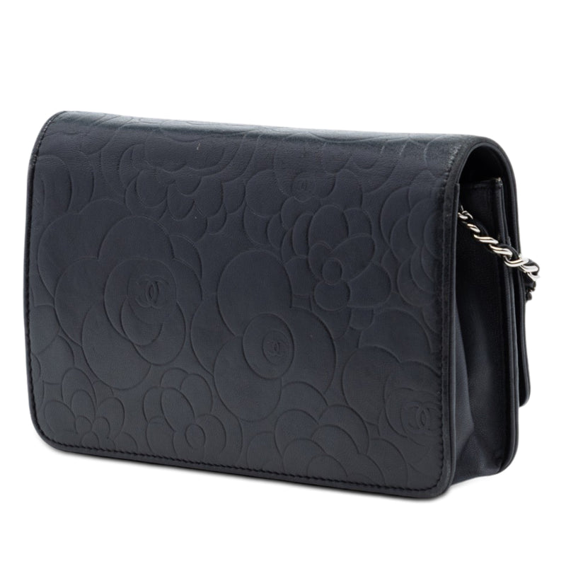 CC Embossed Lambskin Camellia Wallet On Chain - Image 2