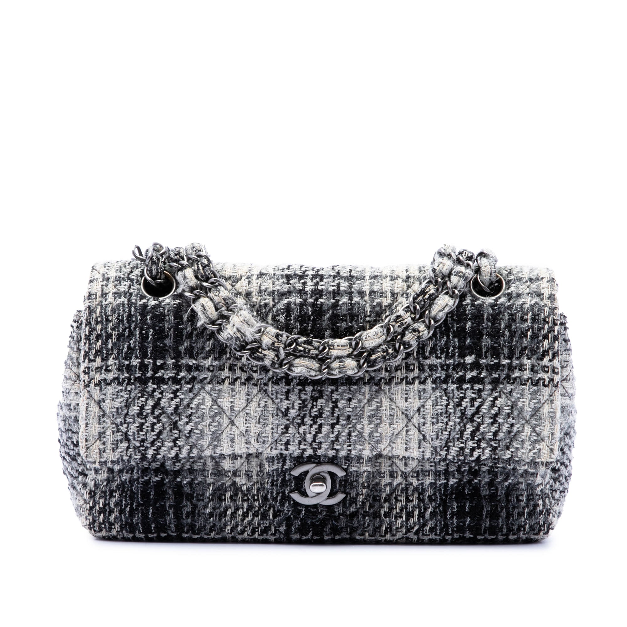 Medium Classic Quilted Tweed Double Flap - Image 1