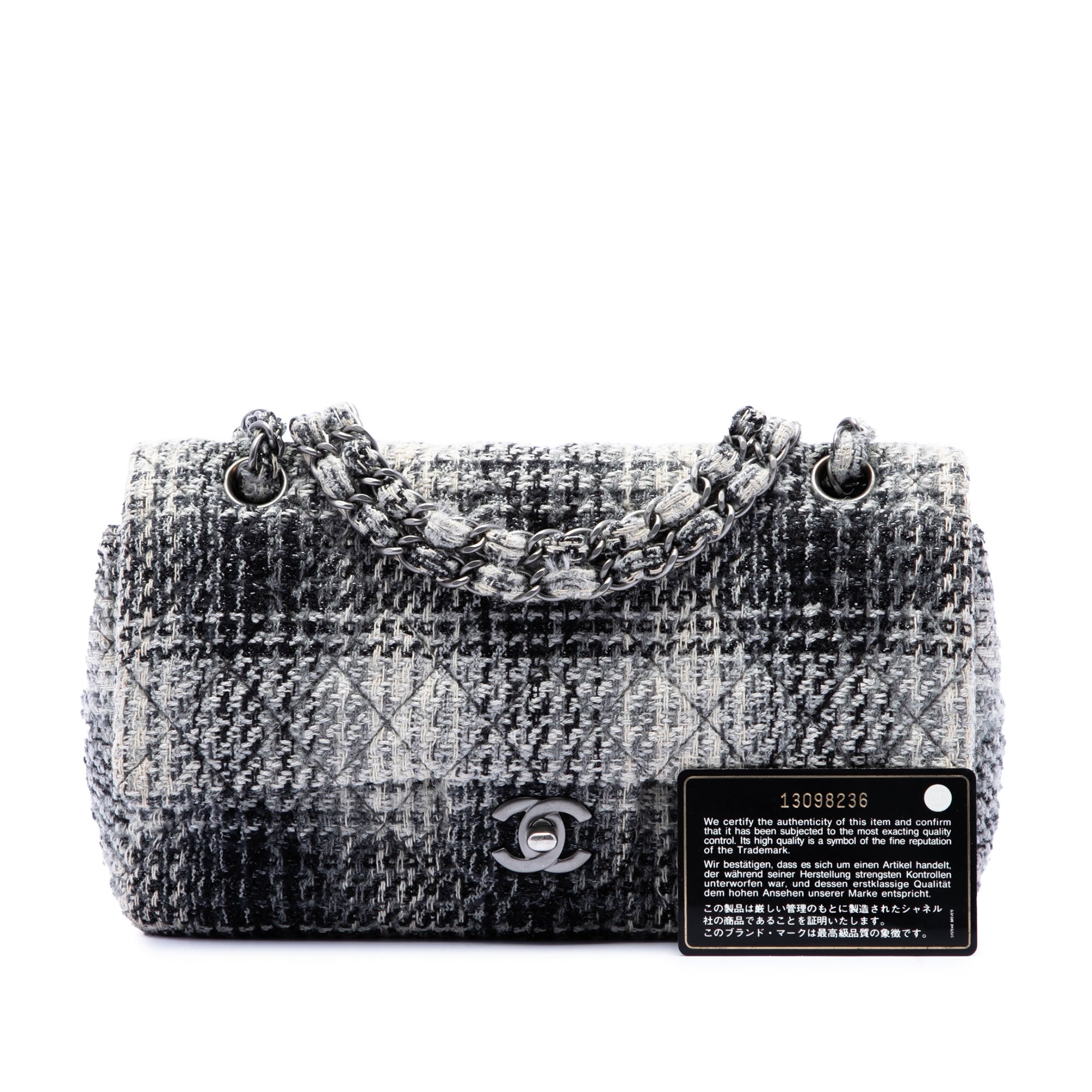 Medium Classic Quilted Tweed Double Flap - Image 7