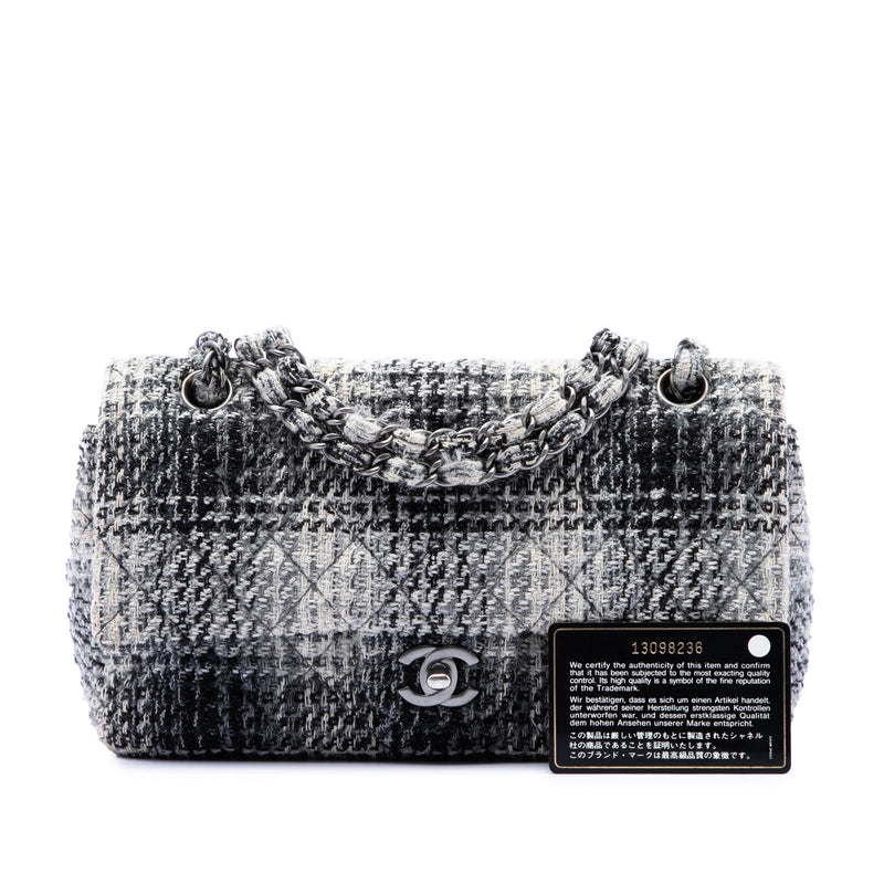 Medium Classic Quilted Tweed Double Flap - Image 7