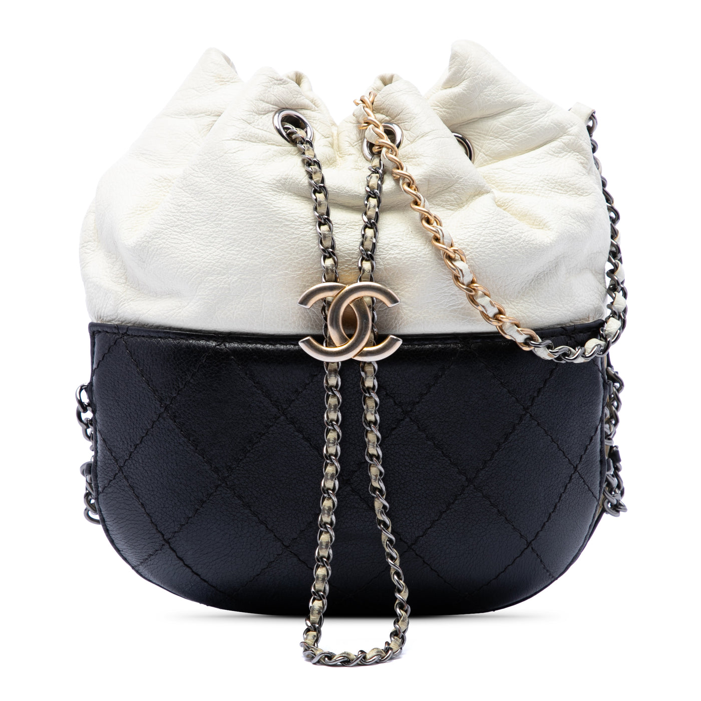 Small Bicolor Quilted Calfskin Gabrielle Bucket Bag - Image 1