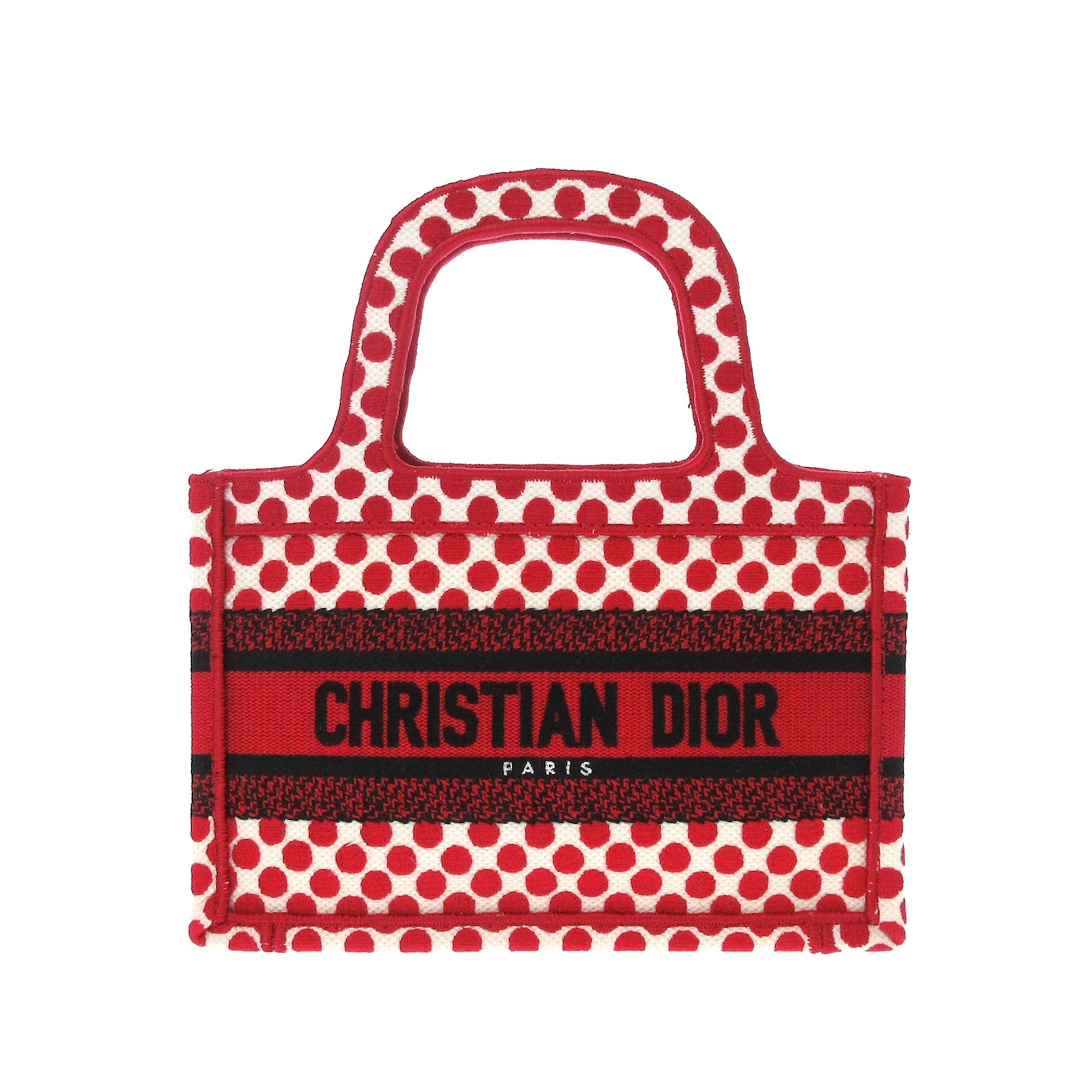 DiorAmour Mini Embroidered Canvas Dots Book Tote - Image 1