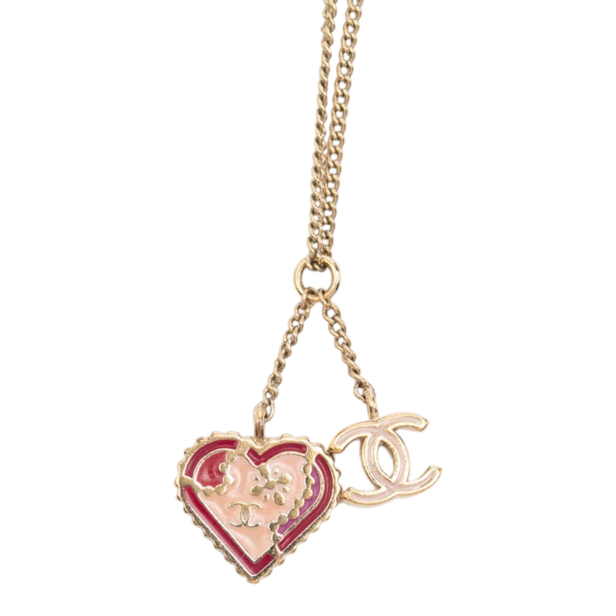CC Gold Plated Laquered Heart Pendant Necklace - Image 2