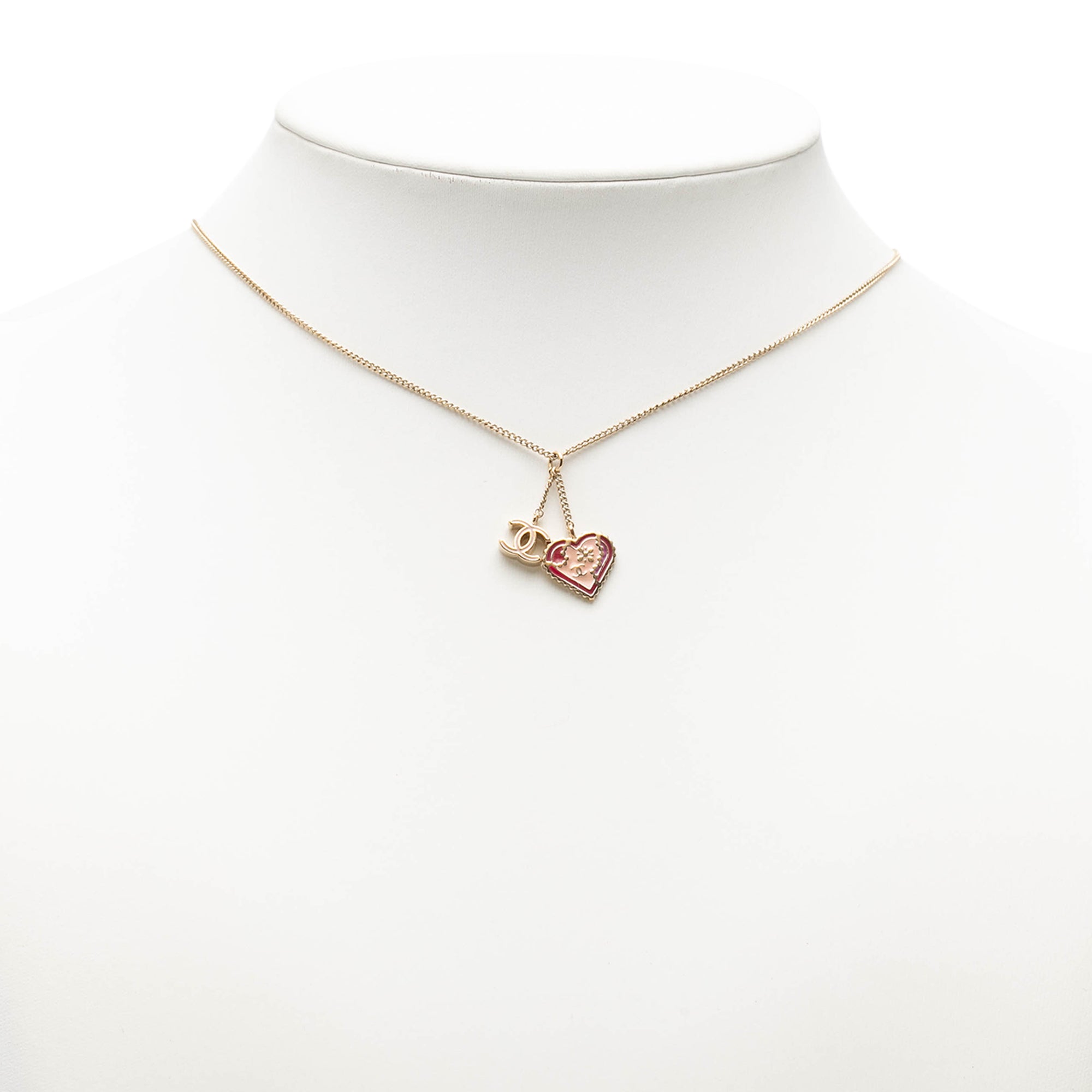 CC Gold Plated Laquered Heart Pendant Necklace - Image 6