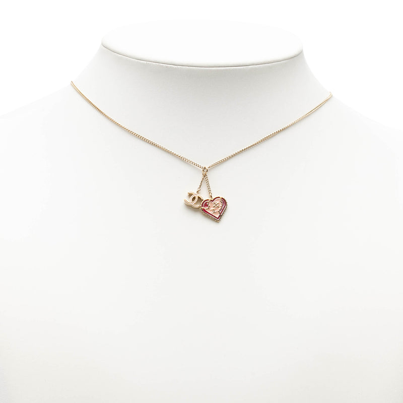 CC Gold Plated Laquered Heart Pendant Necklace - Image 6