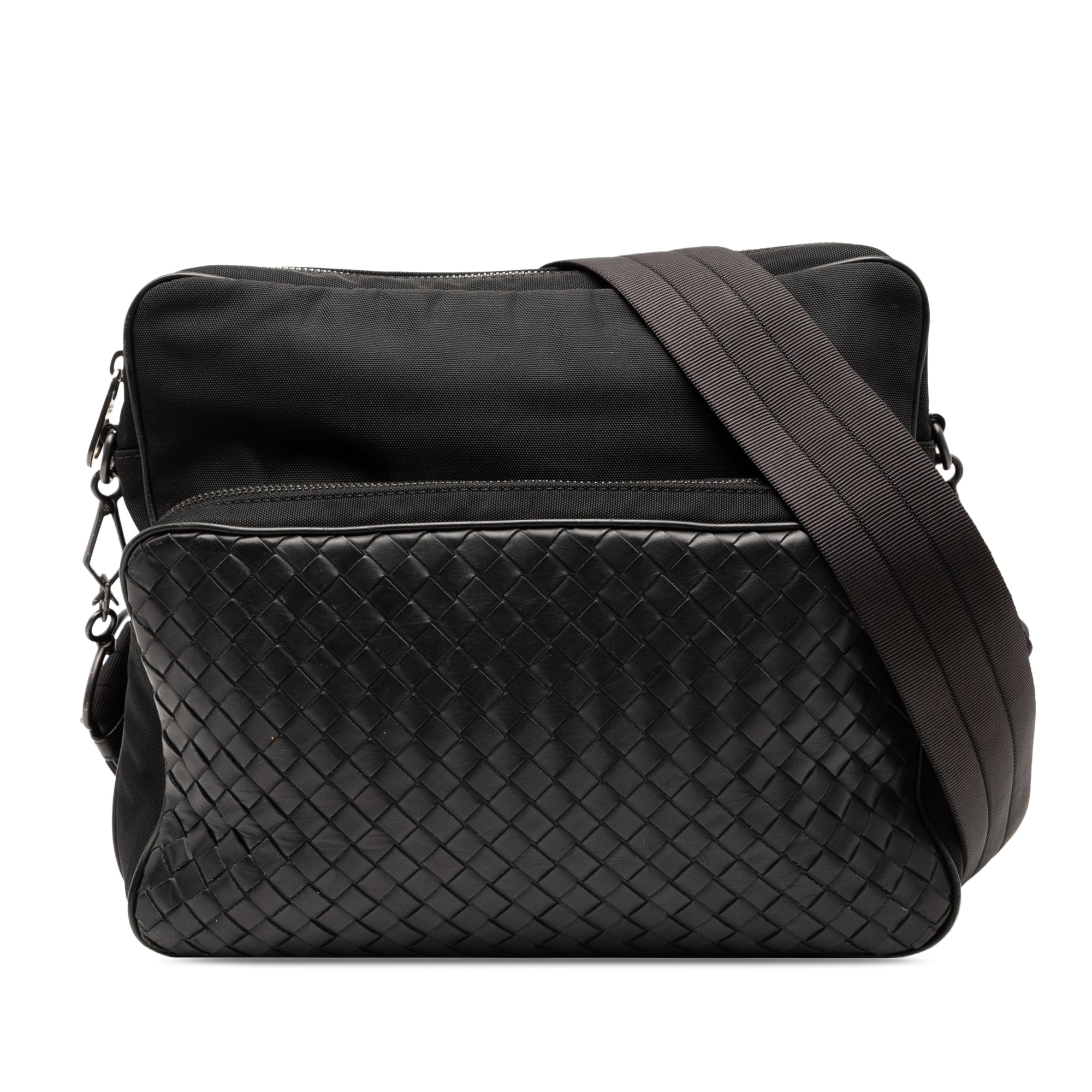 Nappa Intrecciato Trimmed Canvas Messenger Bag - Image 1