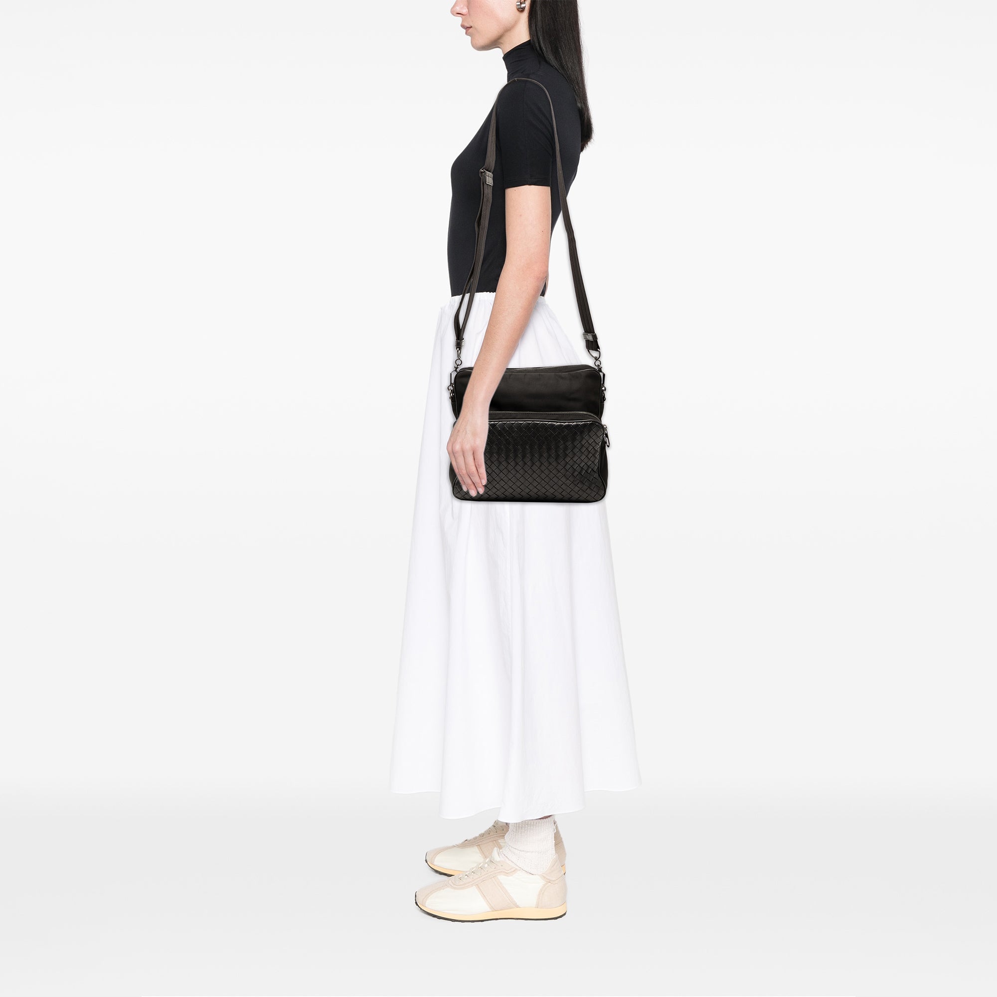 Nappa Intrecciato Trimmed Canvas Messenger Bag - Image 7