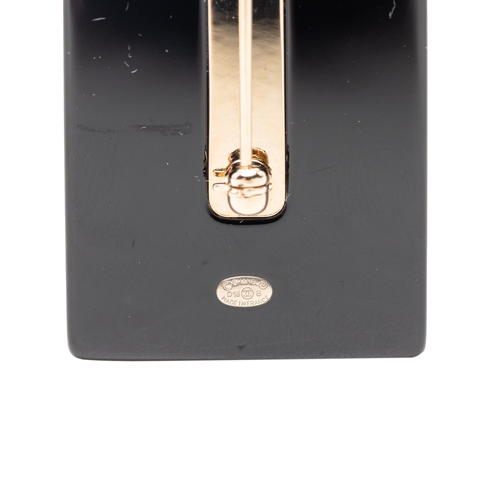 CC Resin and Faux Pearl Perfume Bottle Pin Brooch - Image 3