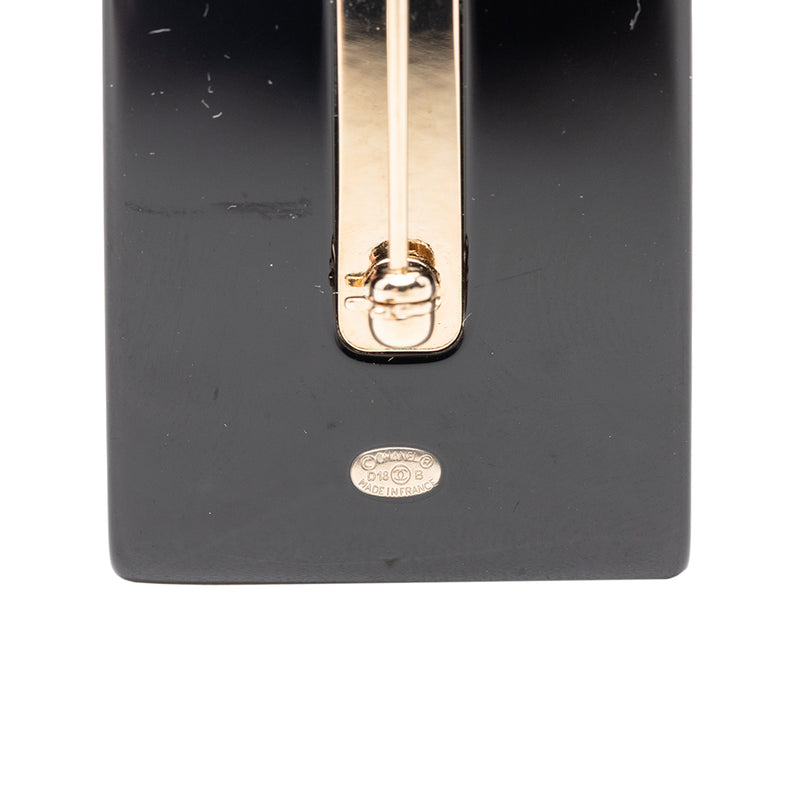 CC Resin and Faux Pearl Perfume Bottle Pin Brooch - Image 3