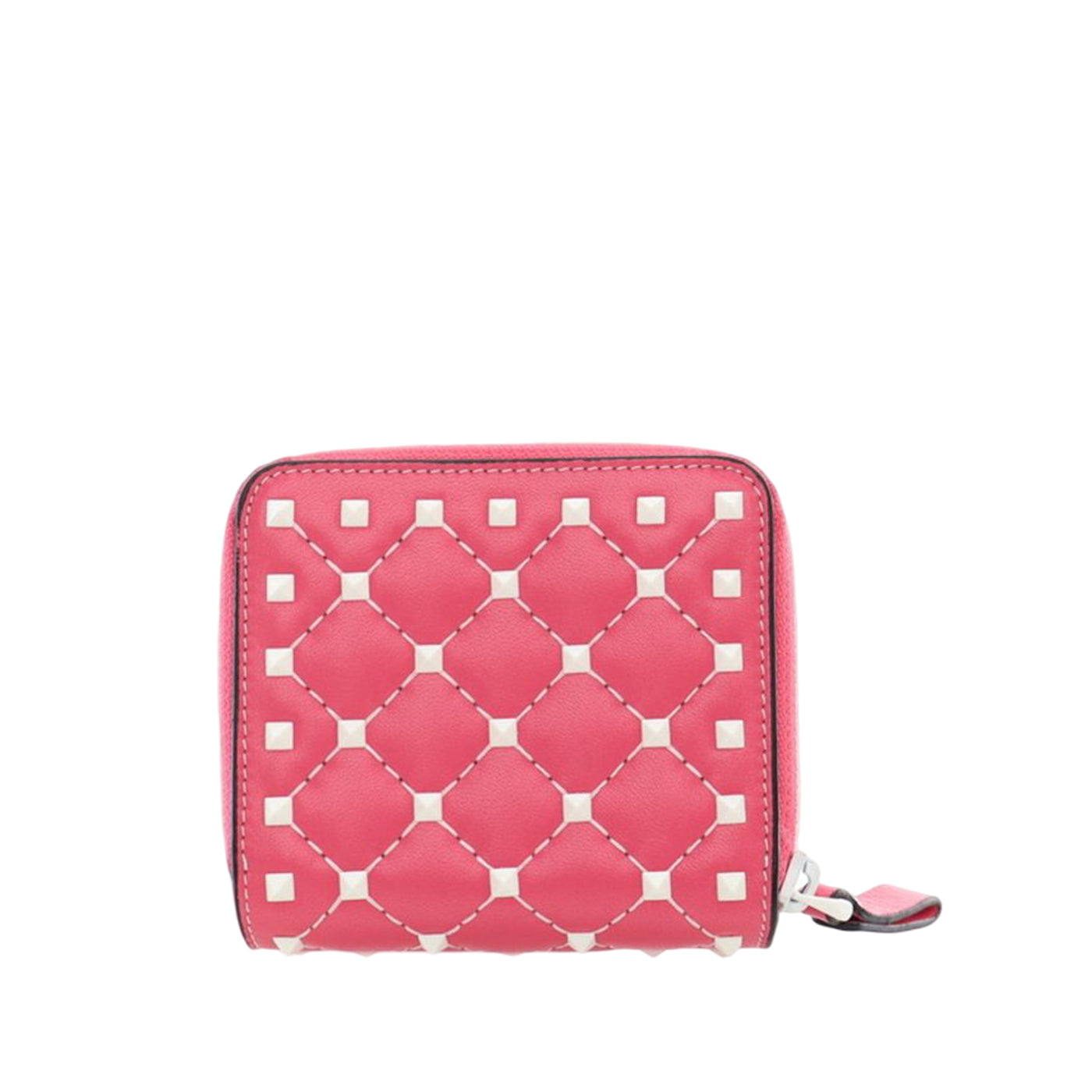Quilted Lambskin Rockstud Zip Around Compact Wallet - Image 1