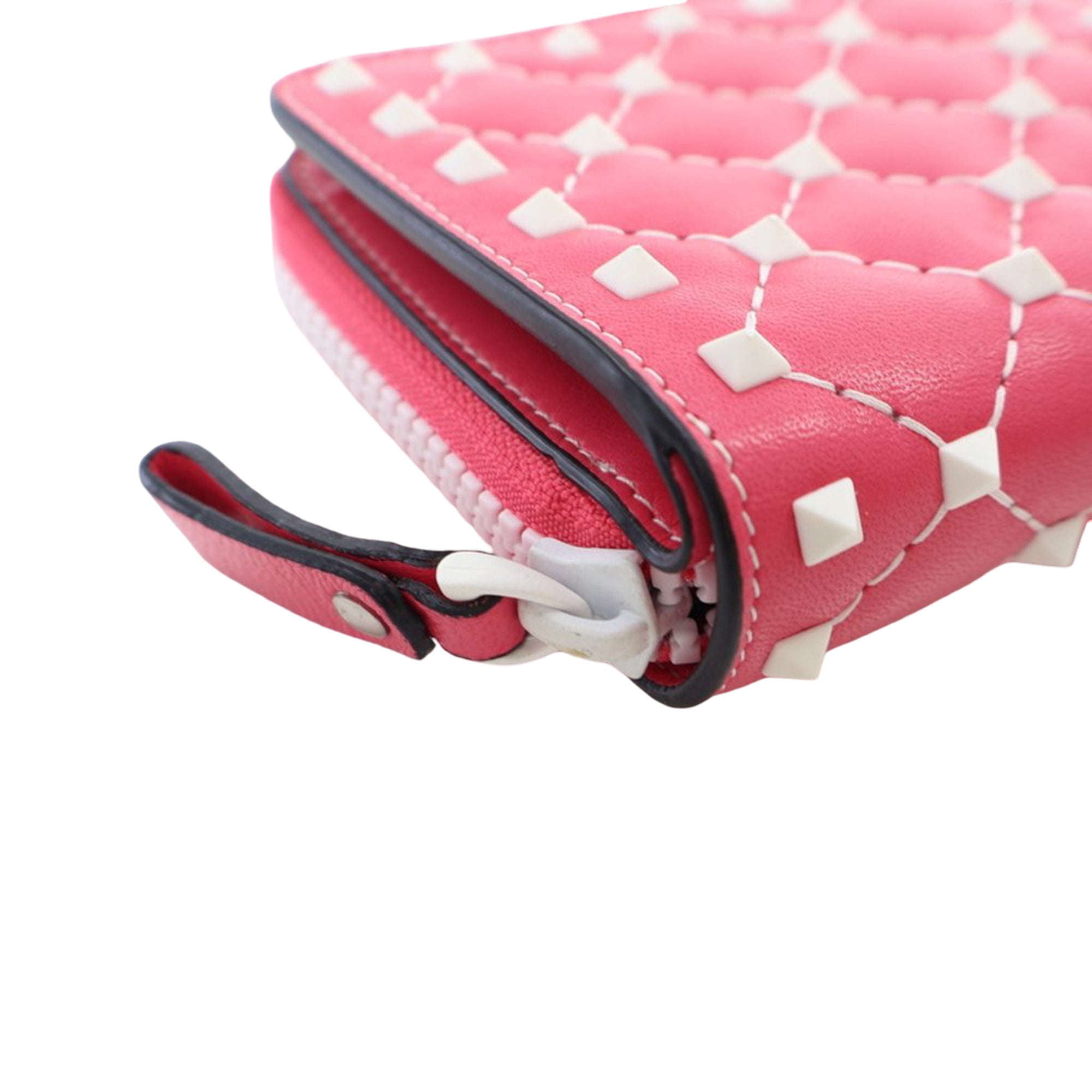 Quilted Lambskin Rockstud Zip Around Compact Wallet - Image 11