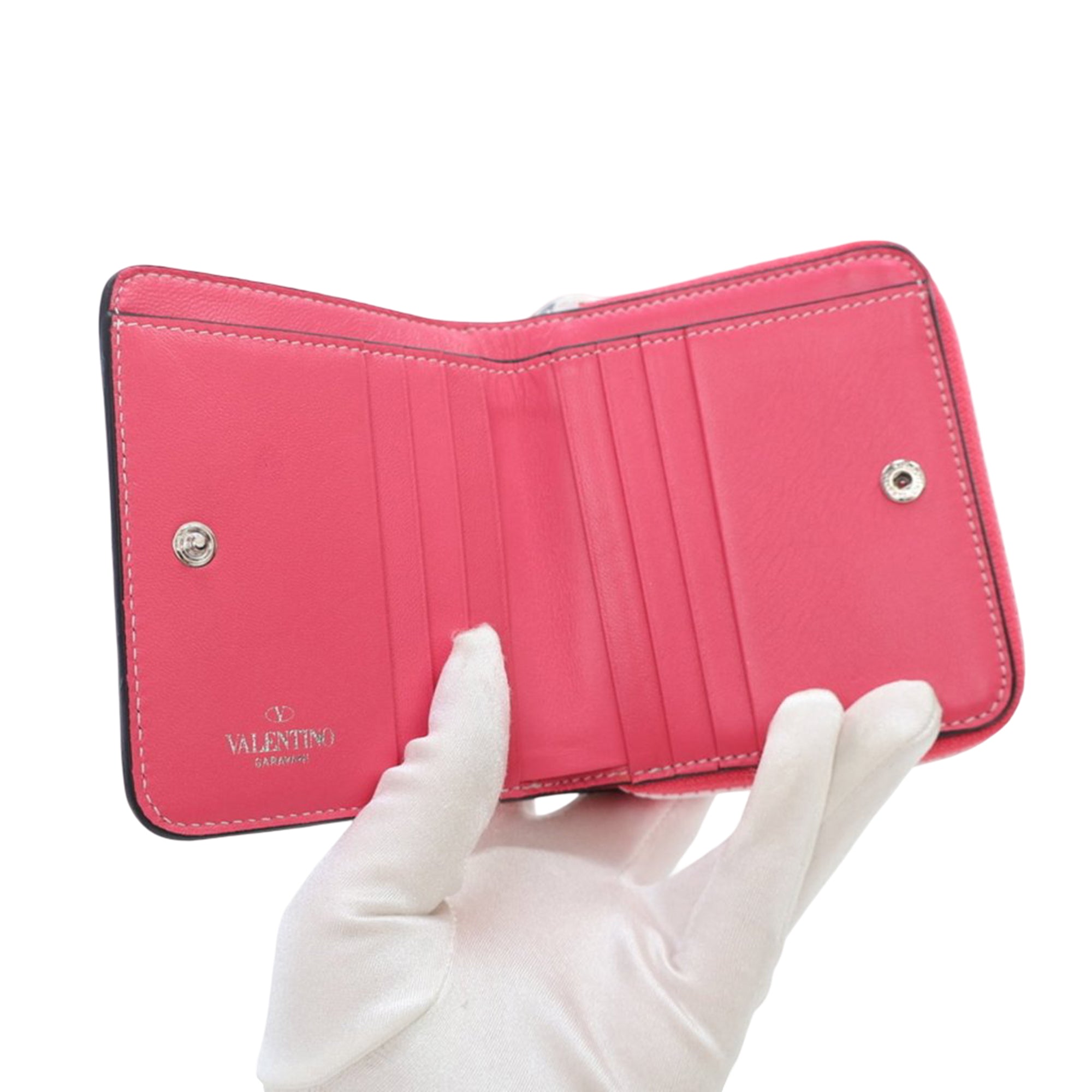 Quilted Lambskin Rockstud Zip Around Compact Wallet - Image 7