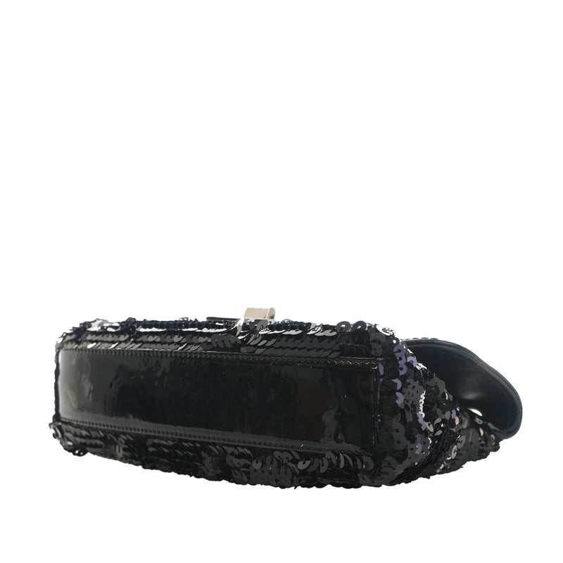 Patent Trimmed Sequined Satin Reissue 2.55 Single Flap 225 - Image 6