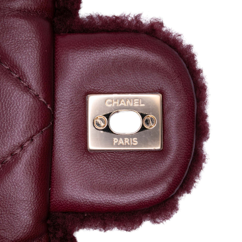 Medium Tricolor CC Quilted Shearling Single Flap - Image 10