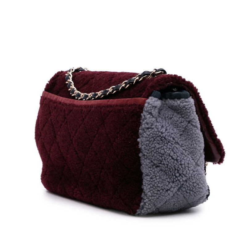 Medium Tricolor CC Quilted Shearling Single Flap - Image 2