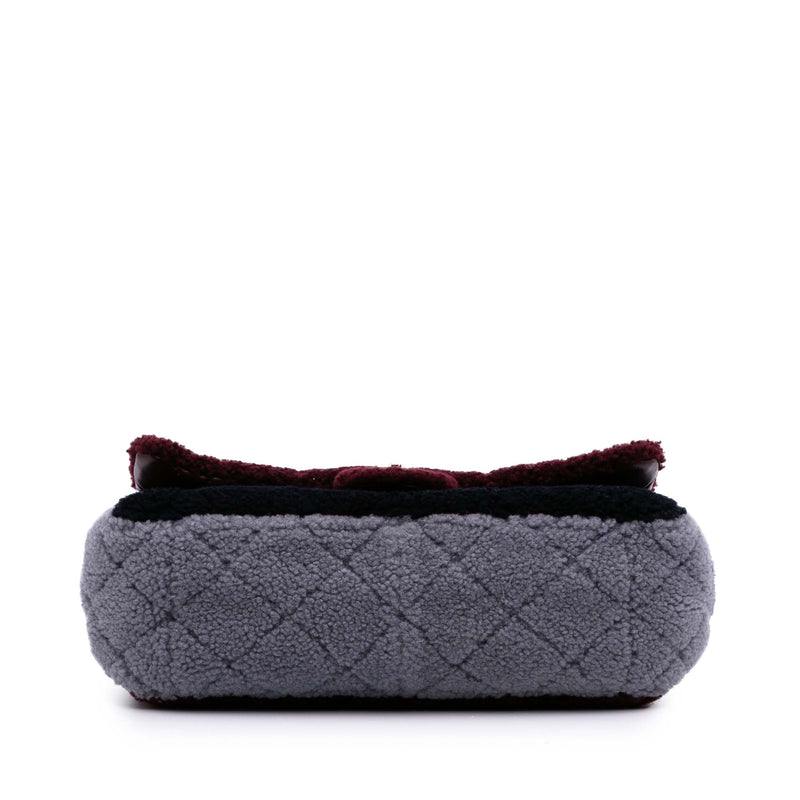 Medium Tricolor CC Quilted Shearling Single Flap - Image 3