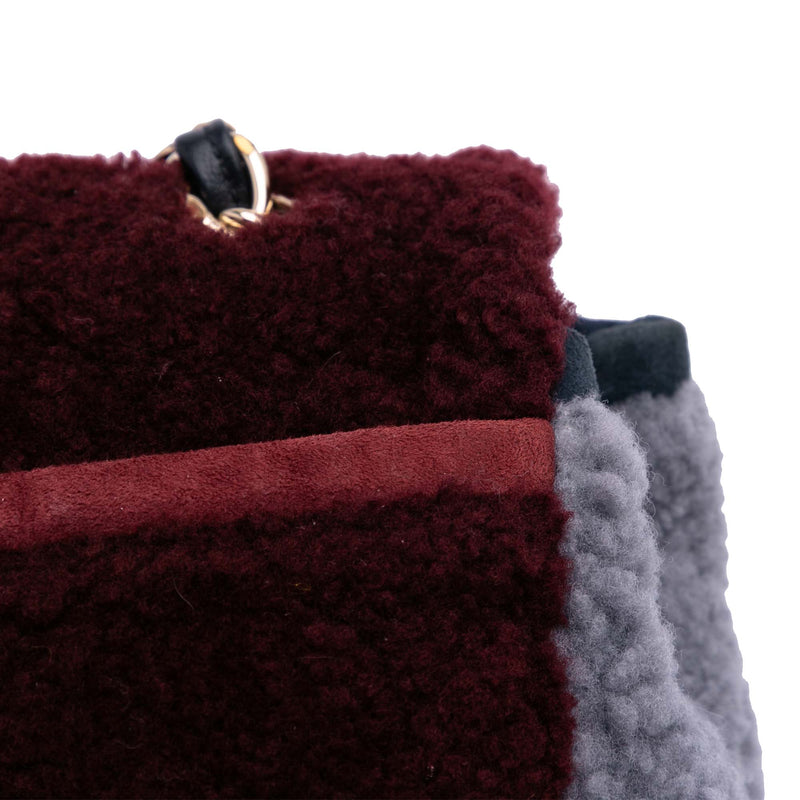Medium Tricolor CC Quilted Shearling Single Flap - Image 9