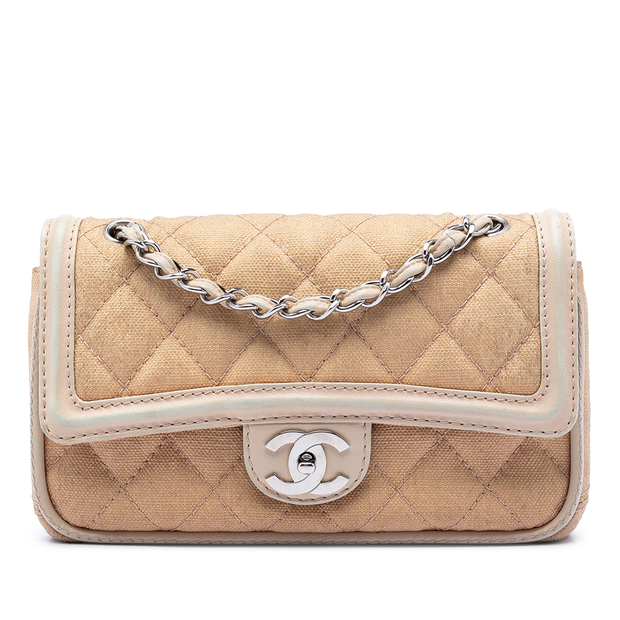 Medium Classic Canvas Lambskin Trimmed Double Flap - Image 1