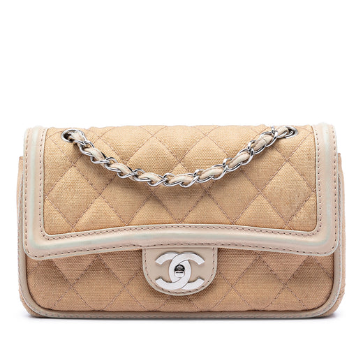Medium Classic Canvas Lambskin Trimmed Double Flap - Image 1