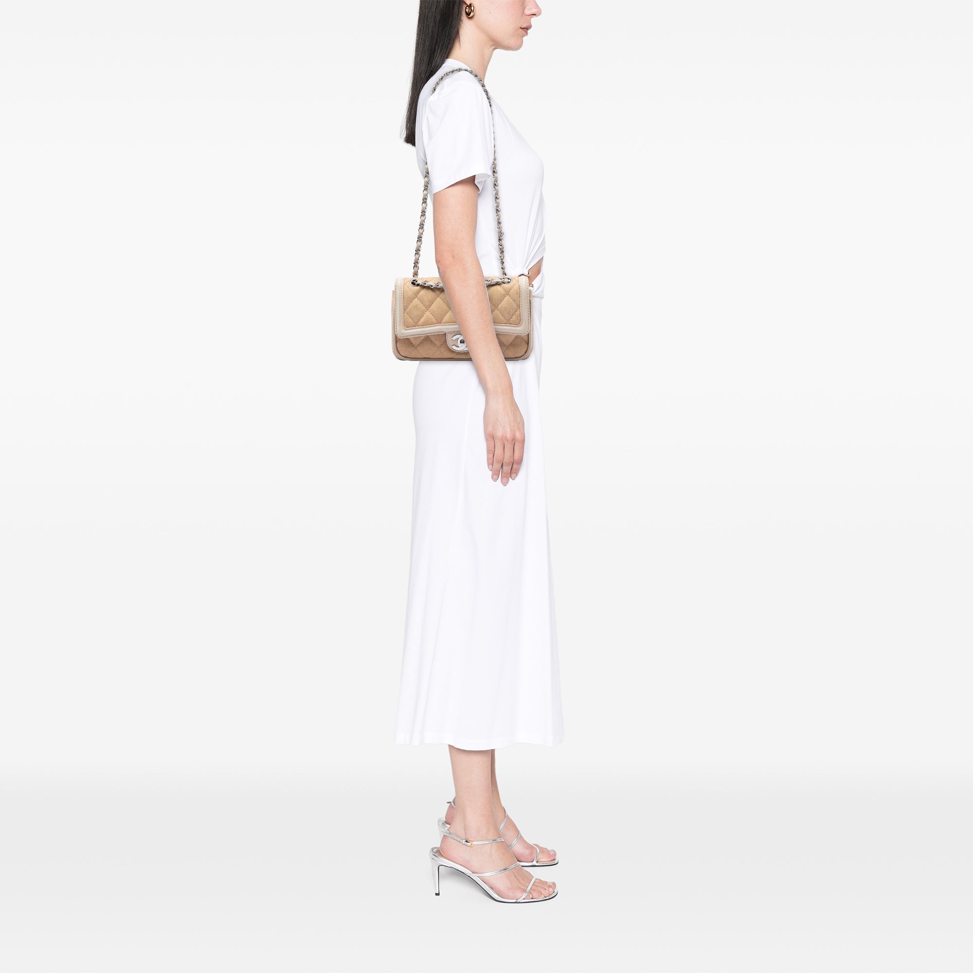 Medium Classic Canvas Lambskin Trimmed Double Flap - Image 5