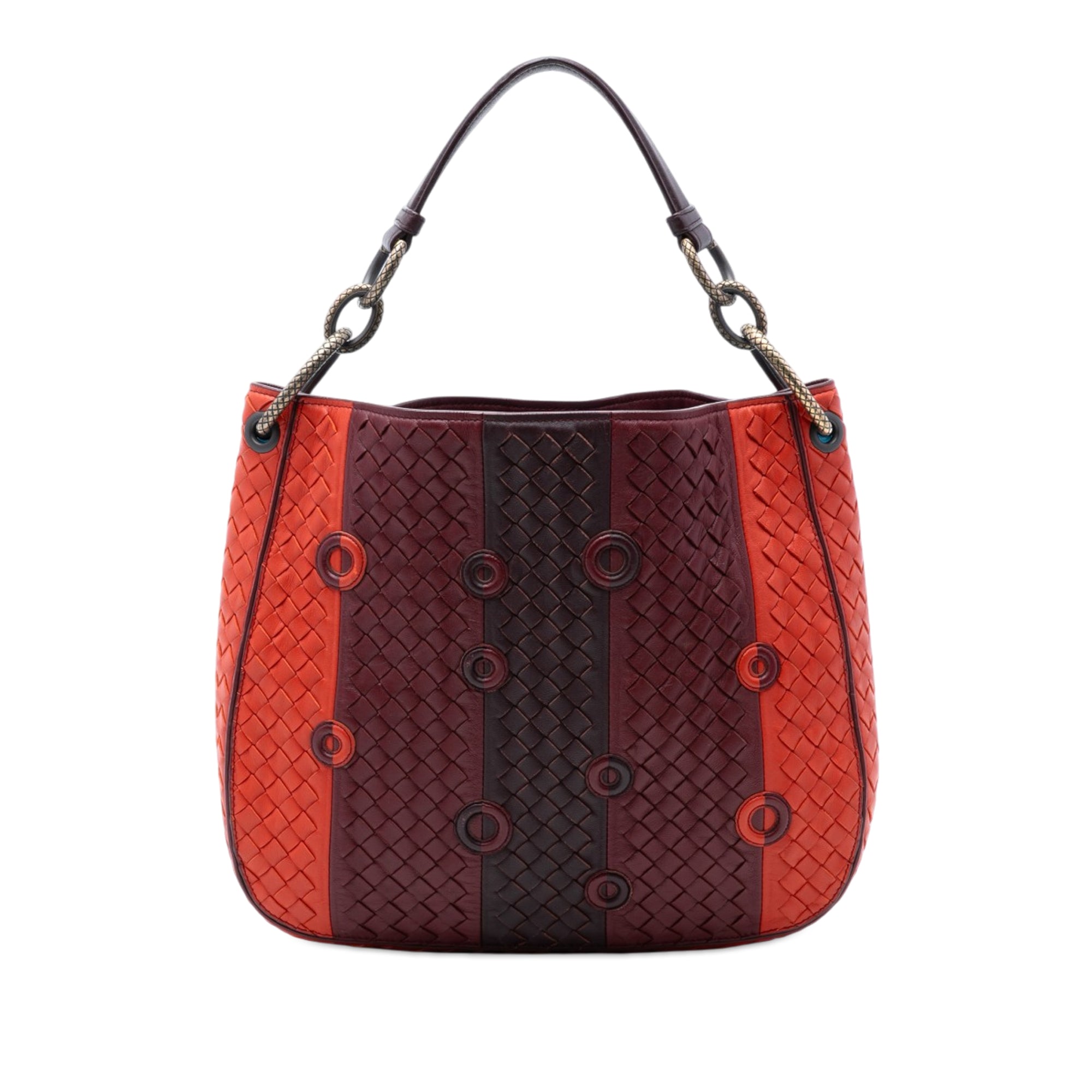 Multicolor Nappa Intrecciato Grommet Loop Hobo - Image 1